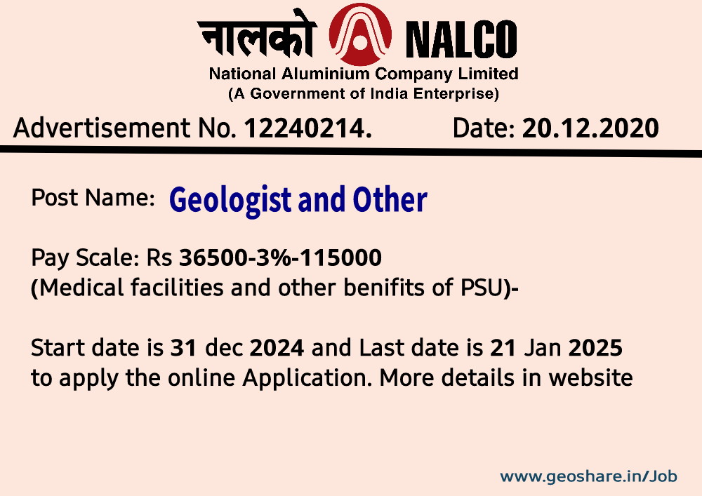 Geologist Vacancy in NALCO